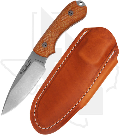Bradford Knives 3D Guardian 3 3FE-104-MCHH - Natural Micarta, Stonewashed, False Edge Grind