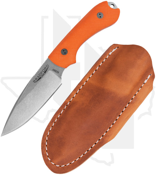 Bradford Knives 3D Guardian 3 3FE-105-M390 - Orange G-10, Stonewashed, False Edge Grind