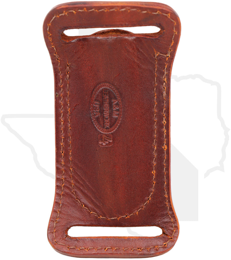 A & M Leather #4 Trapper Sheath 4-LB-BW - Brown, Horizontal, Basket Weave
