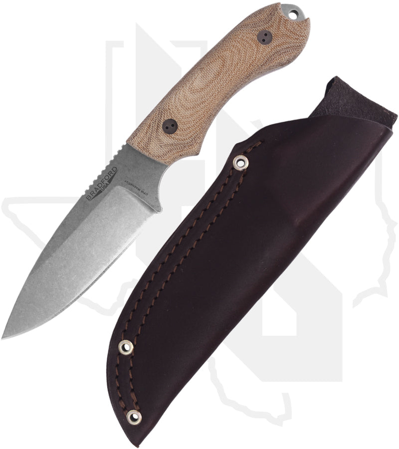 Bradford Knives Guardian 4.2 4.2S-104-MC - Natural Micarta, Stonewashed, Sabre Grind