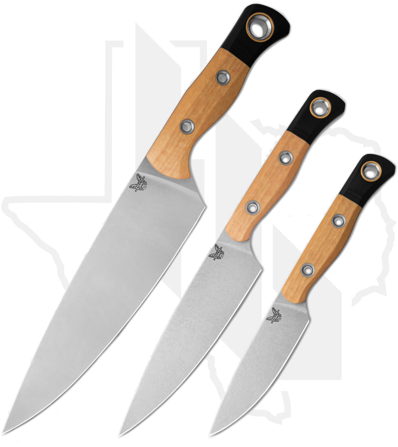 Benchmade Cutlery 3 Pc Set 4000-02 - Maple Valley Richlite, Black, G-10, Gold Rings