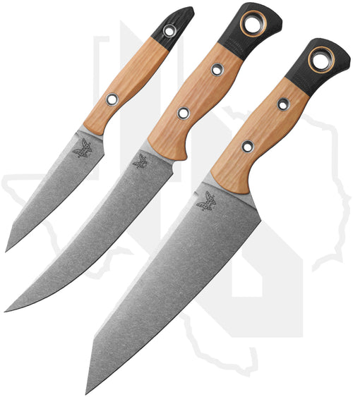 Benchmade Cutlery 3 Pc Set 4005-02 - Maple Valley Richlite, Black G-10, Stonewashed