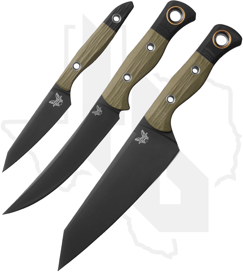 Benchmade Cutlery 3 Pc Set 4005BK-01 - OD Green/Back G-10, DLC