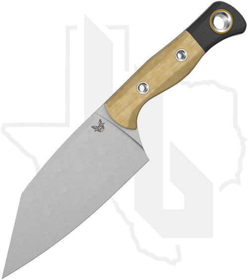 Benchmade Cutlery Station Knife 4010-02 - Maple Valley Richlite, Black, G-10, Gold Rings