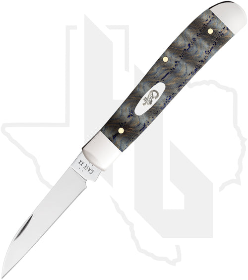 W.R. Case Mini Trapper 47491 - Blue Curly Oak Wood, Smooth (7107W SS)