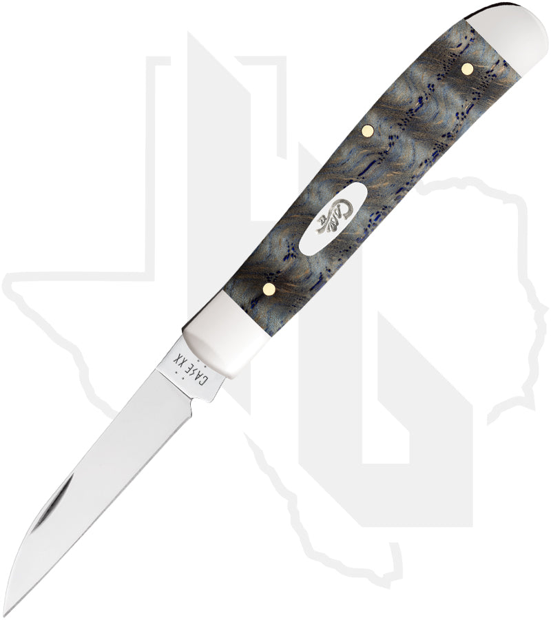 W.R. Case Mini Trapper 47491 - Blue Curly Oak Wood, Smooth (7107W SS)