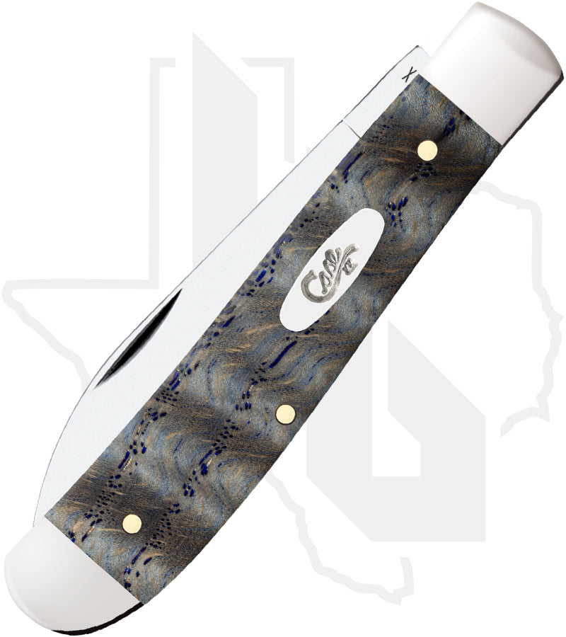 W.R. Case Mini Trapper 47491 - Blue Curly Oak Wood, Smooth (7107W SS)