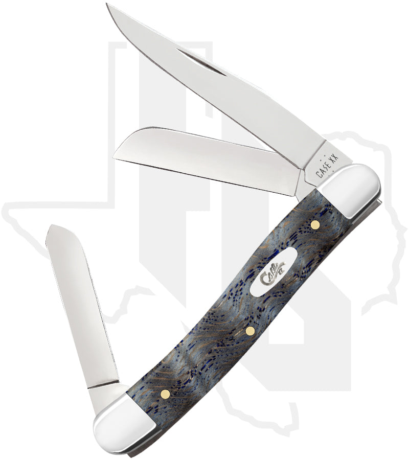 W.R. Case Medium Stockman 47492 - Blue Curly Oak Wood, Smooth (7318 SS)