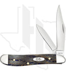 W.R. Case Peanut 47495 - Blue Curly Oak Wood, Smooth (7220 SS)