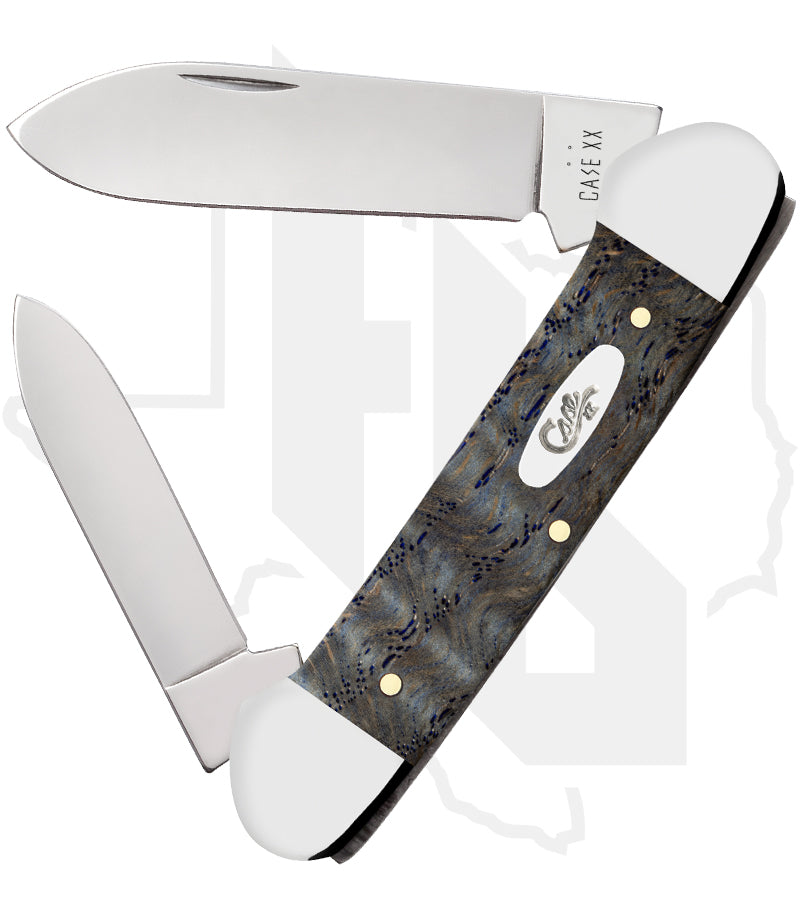 W.R. Case Canoe 47496 - Blue Curly Oak Wood, Smooth (72131 SS)