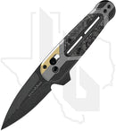 Benchmade Gold Class Lowden 491BK-261 - DLC Titanium, Marbled Carbon Fiber Onlay, Polished Brass Bolster, DLC Drakkar Damasteel