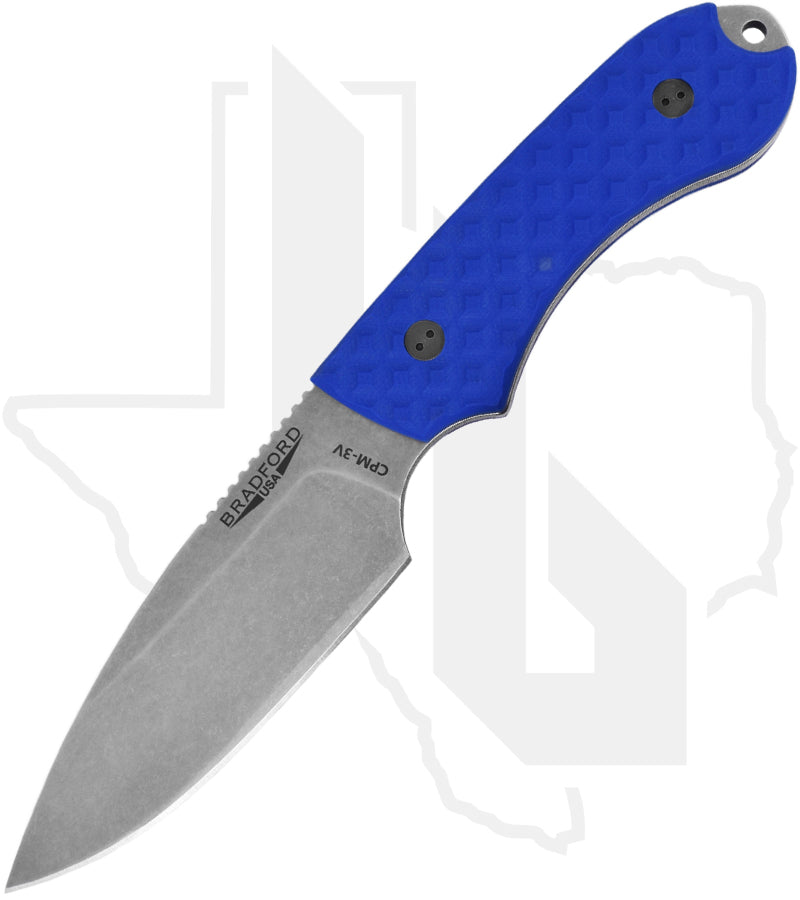 Bradford Knives Textured Guardian 4 4S-003-3V - Patriot Blue G-10, Stonewashed, Sabre Grind