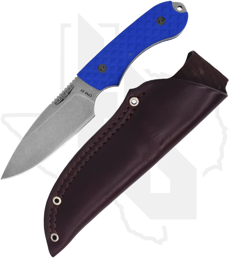 Bradford Knives Textured Guardian 4 4S-003-3V - Patriot Blue G-10, Stonewashed, Sabre Grind