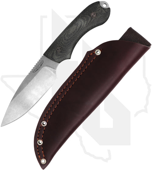 Bradford Knives Guardian 4 4S-101-MC - Black Micarta, Stonewashed, Sabre Grind