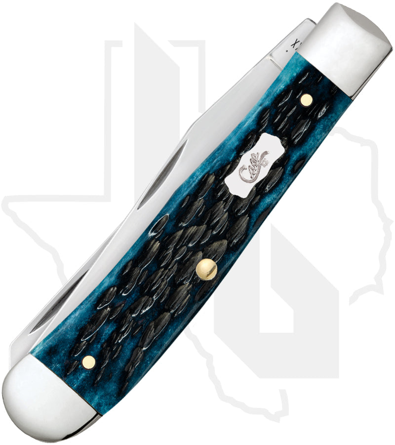 W.R. Case Trapper 51850 - Mediterranean Blue Bone, Peach Seed Jig (6254 SS)