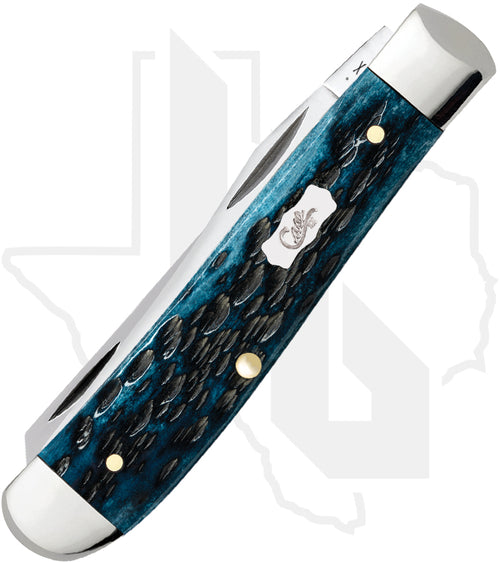 W.R. Case Mini Trapper 51852 - Pocket Worn, Mediterranean Blue Bone, Peach Seed Jig (6207 SS)