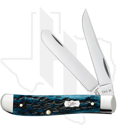 W.R. Case Mini Trapper 51852 - Pocket Worn, Mediterranean Blue Bone, Peach Seed Jig (6207 SS)