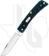 W.R. Case Sod Buster Jr 51854 - Pocket Worn, Mediterranean Blue Bone, Peach Seed Jig (6137 SS)