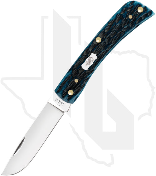 W.R. Case Sod Buster Jr 51854 - Pocket Worn, Mediterranean Blue Bone, Peach Seed Jig (6137 SS)