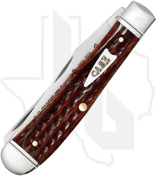 W.R. Case Trapper 55230 - Pocket Worn, Mahogany Bone, Corn Cob Jig, Fluted Bolsters (6254 SS)