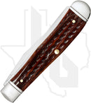 W.R. Case Trapper 55230 - Pocket Worn, Mahogany Bone, Corn Cob Jig, Fluted Bolsters (6254 SS)