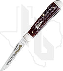 W.R. Case Mini Trapper 55231 - Pocket Worn, Mahogany Bone, Corn Cob Jig, Fluted Bolsters (6207 SS)