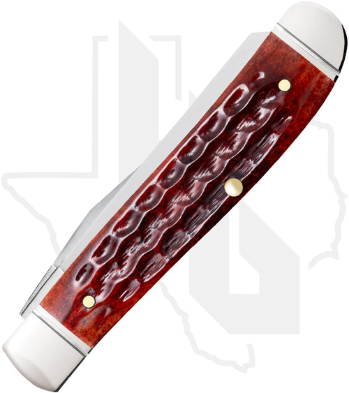 W.R. Case Mini Trapper 55231 - Pocket Worn, Mahogany Bone, Corn Cob Jig, Fluted Bolsters (6207 SS)
