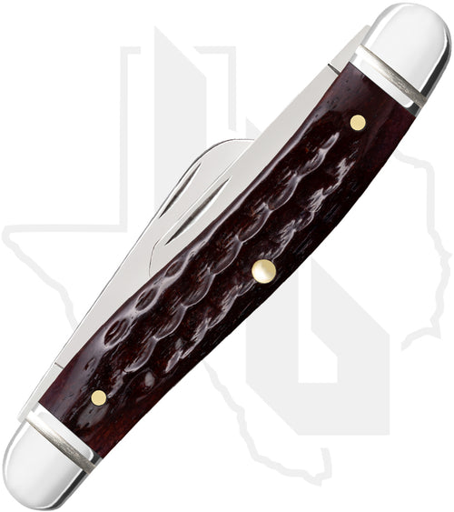 W.R. Case Medium Stockman 55232 - Pocket Worn, Mahogany Bone, Corn Cob Jig, Fluted Bolsters (6318 SS)