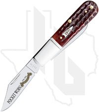 W.R. Case Barlow 55233 - Pocket Worn, Mahogany Bone, Corn Cob Jig, Fluted Bolsters (62009 1/2 SS)
