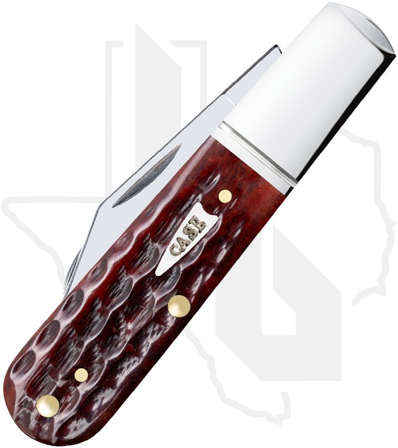 W.R. Case Barlow 55233 - Pocket Worn, Mahogany Bone, Corn Cob Jig, Fluted Bolsters (62009 1/2 SS)