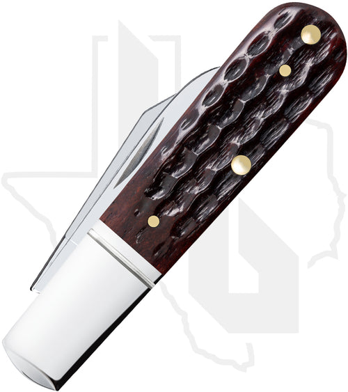 W.R. Case Barlow 55233 - Pocket Worn, Mahogany Bone, Corn Cob Jig, Fluted Bolsters (62009 1/2 SS)