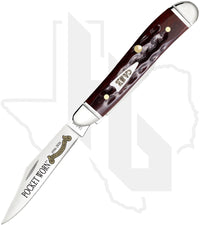 W.R. Case Peanut 55234 - Pocket Worn, Mahogany Bone, Corn Cob Jig, Fluted Bolsters (6220 SS)