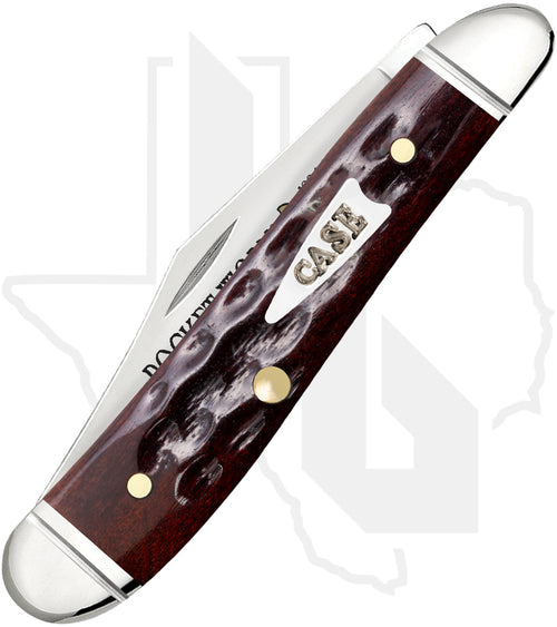W.R. Case Peanut 55234 - Pocket Worn, Mahogany Bone, Corn Cob Jig, Fluted Bolsters (6220 SS)