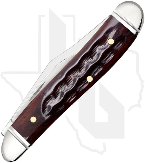 W.R. Case Peanut 55234 - Pocket Worn, Mahogany Bone, Corn Cob Jig, Fluted Bolsters (6220 SS)