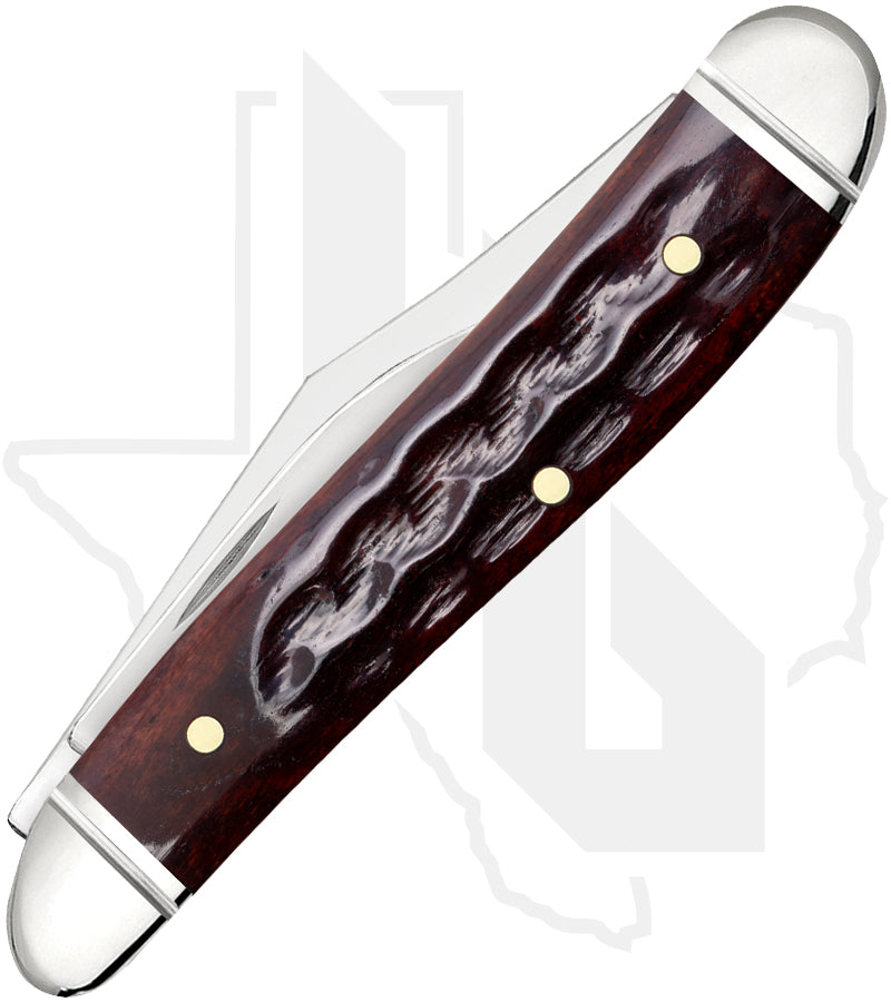 W.R. Case Peanut 55234 - Pocket Worn, Mahogany Bone, Corn Cob Jig, Fluted Bolsters (6220 SS)