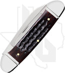 W.R. Case Canoe 55235 - Pocket Worn, Mahogany Bone, Corn Cob Jig, Fluted Bolsters (62131 SS)