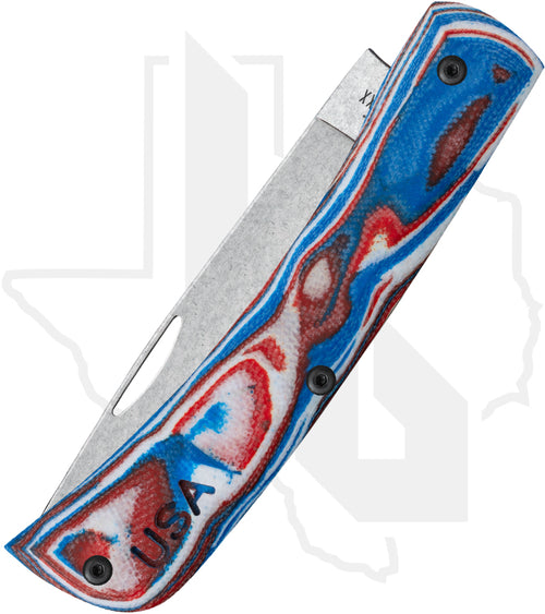 W.R. Case Sod Buster Jr 66386 - Crossroads, Red/White/Blue Burl G-10 (XR10137C S35VN)