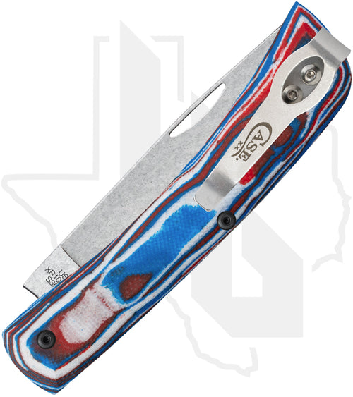 W.R. Case Sod Buster Jr 66386 - Crossroads, Red/White/Blue Burl G-10 (XR10137C S35VN)