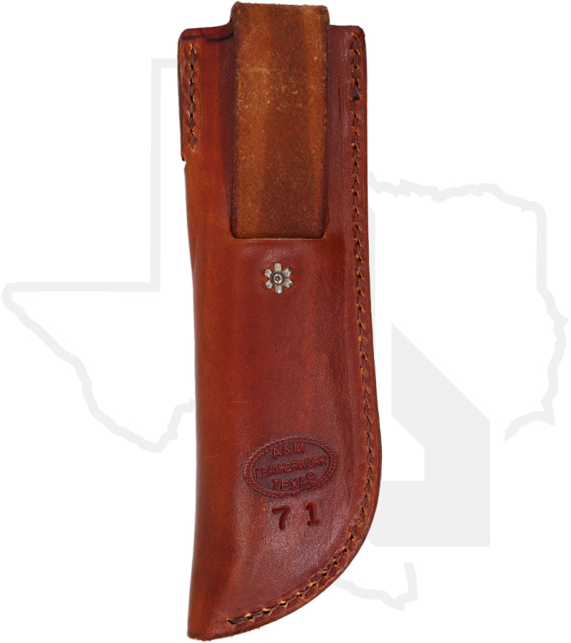 A & M Leather #71 Fixed Blade Sheath 71-ST - Saddle Tan, Vertical