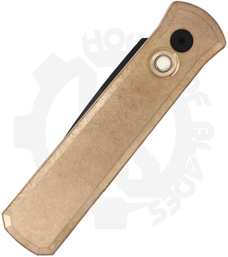 Pro-Tech Godson 7112 - Stonewashed Solid Bronze Aluminum, DLC, Black Lip Pearl Button