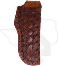 A & M Leather #8 Mini CopperLock Sheath 8-LB-BW - Brown, Vertical, Basket Weave