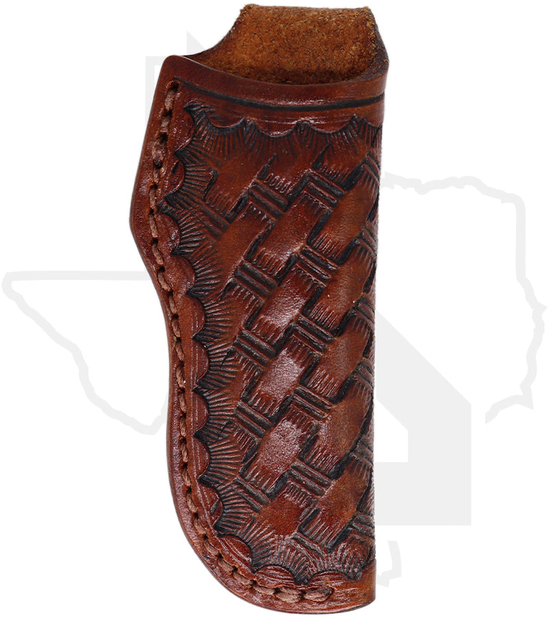 A & M Leather #8 Mini Copperlock Sheath 8-LB-BW - Brown, Vertical, Basket Weave