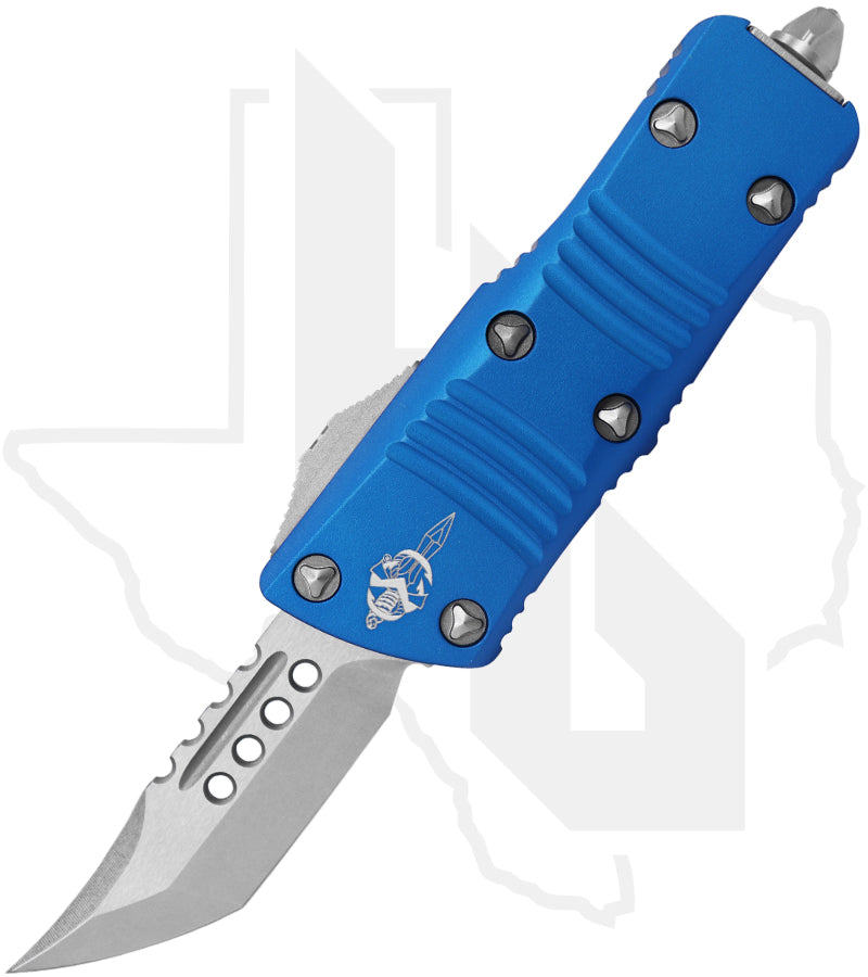 Microtech Mini Troodon 819-10BLS - Hellhound, Stonewash, Blue