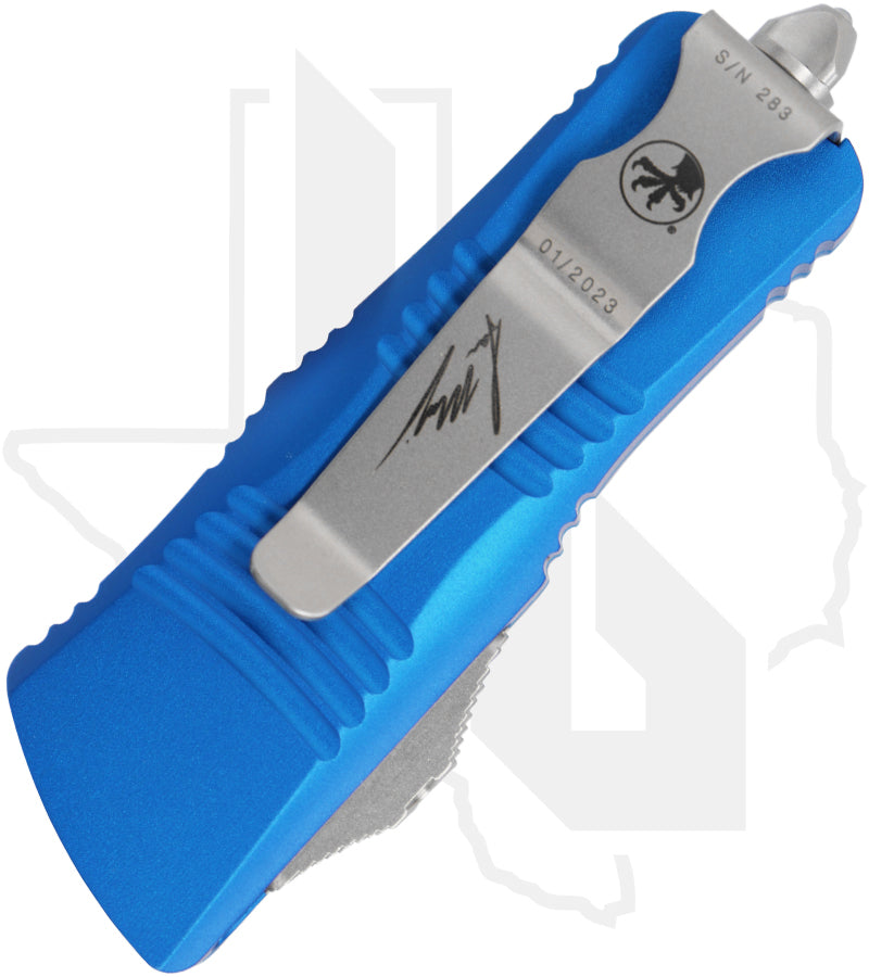 Microtech Mini Troodon 819-10BLS - Hellhound, Stonewash, Blue