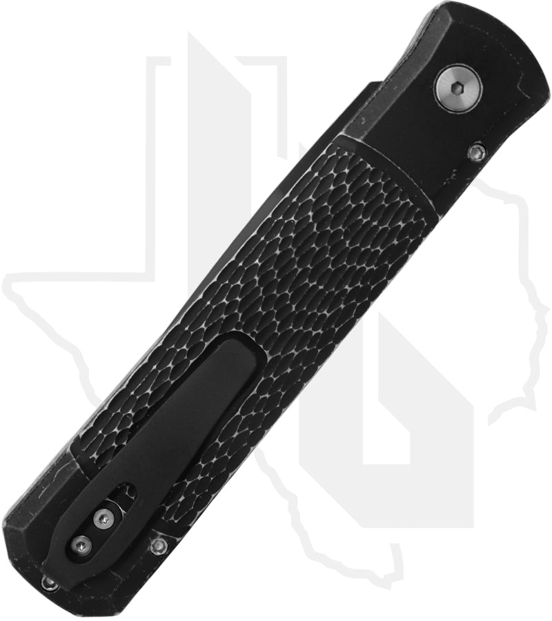 Pro-Tech Godfather Leftie 926-LHBW-LTD - Black Battleworn Jigg Textured Aluminum, DLC, Black Lip Pearl Button