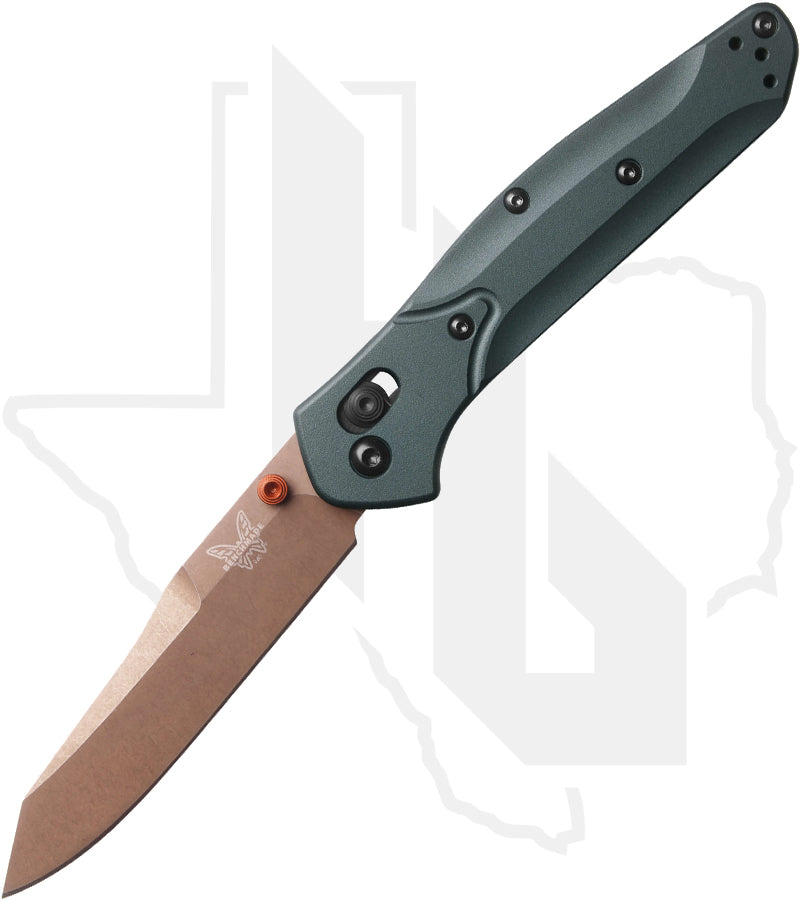 Benchmade Blue Class Osborne 940FE-2601 - Taiga Green Aluminum, FDE Battlewashed PVD