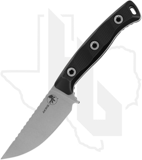 Microtech Akris 95-10BK-1 - Single Edge, Stonewashed, Black G-10