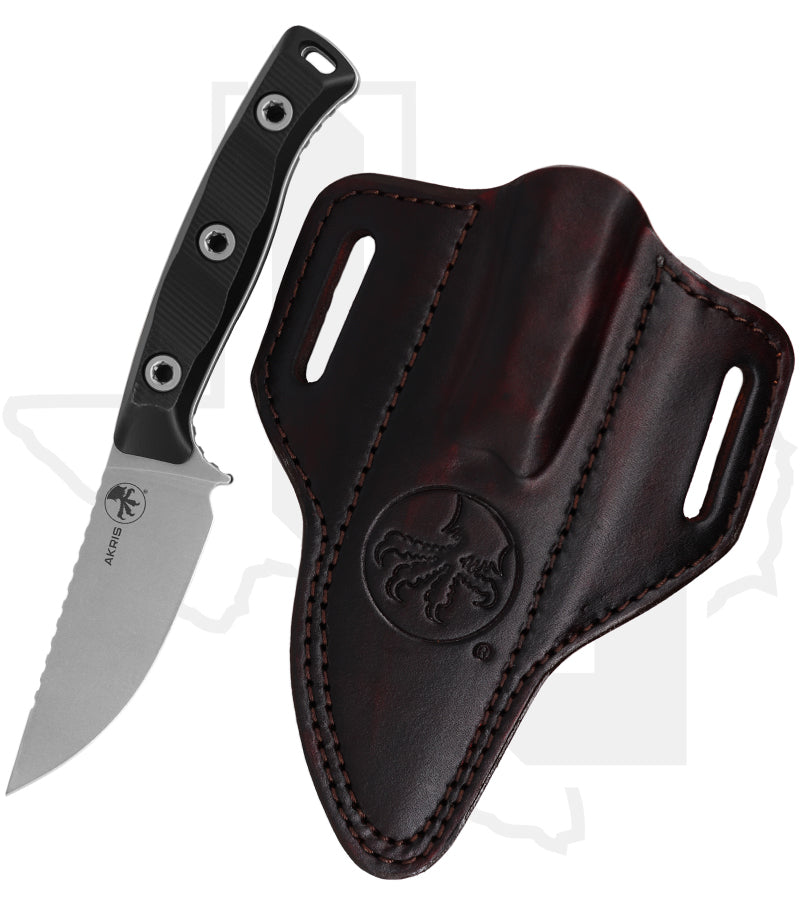 Microtech Akris 95-10BK-1 - Single Edge, Stonewashed, Black G-10
