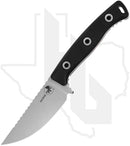 Microtech Akris 95-10BK-6 - Single Edge, Stonewashed, Black G-10, Tan Kydex Sheath
