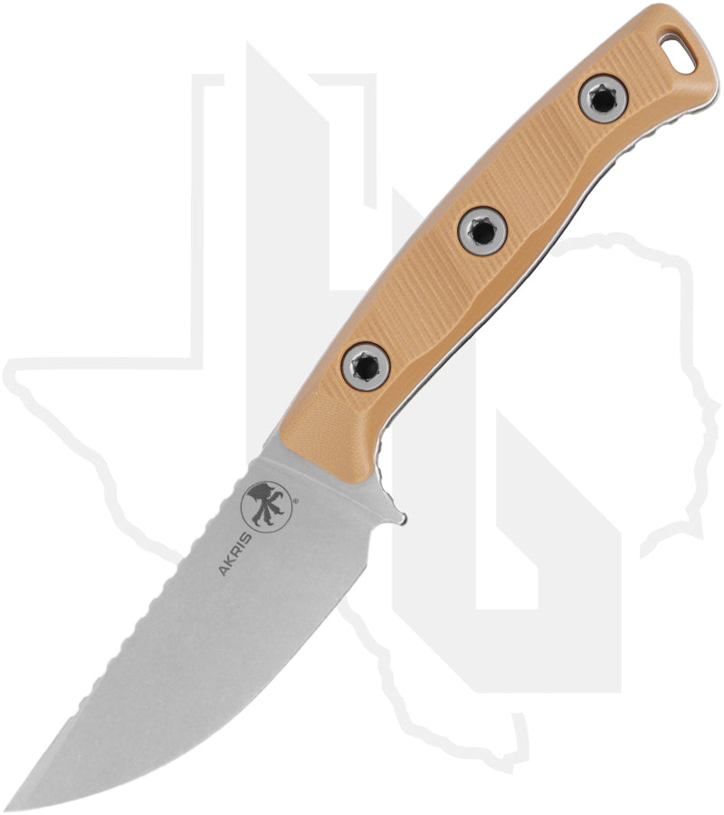 Microtech Akris 95-10DE-1 - Single Edge, Stonewashed, Dark Earth G-10